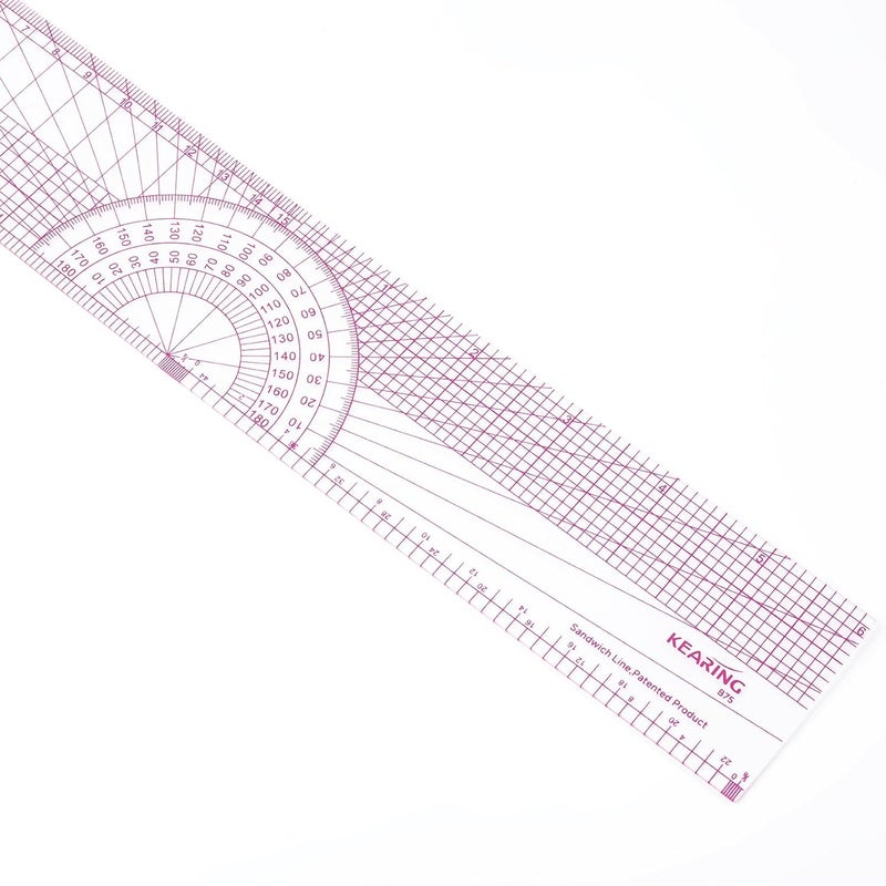 KEARING Plastic Clear Graph Ruler, Multi-Purpose Pattern Grading Ruler, 30cm & 12", Dual Metric and Imperial Scale for Sewing, Quilting, and Pattern Making - Image 3